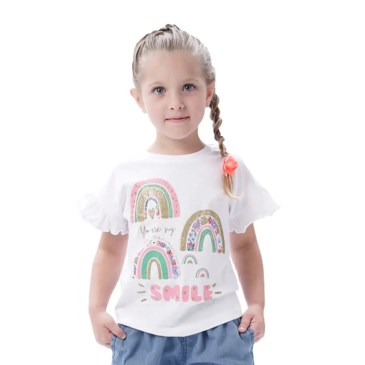 Energiers Παιδική μπλούζα με τύπωμα γκλίτερ για κορίτσι Λευκό (15-224342-5-018)