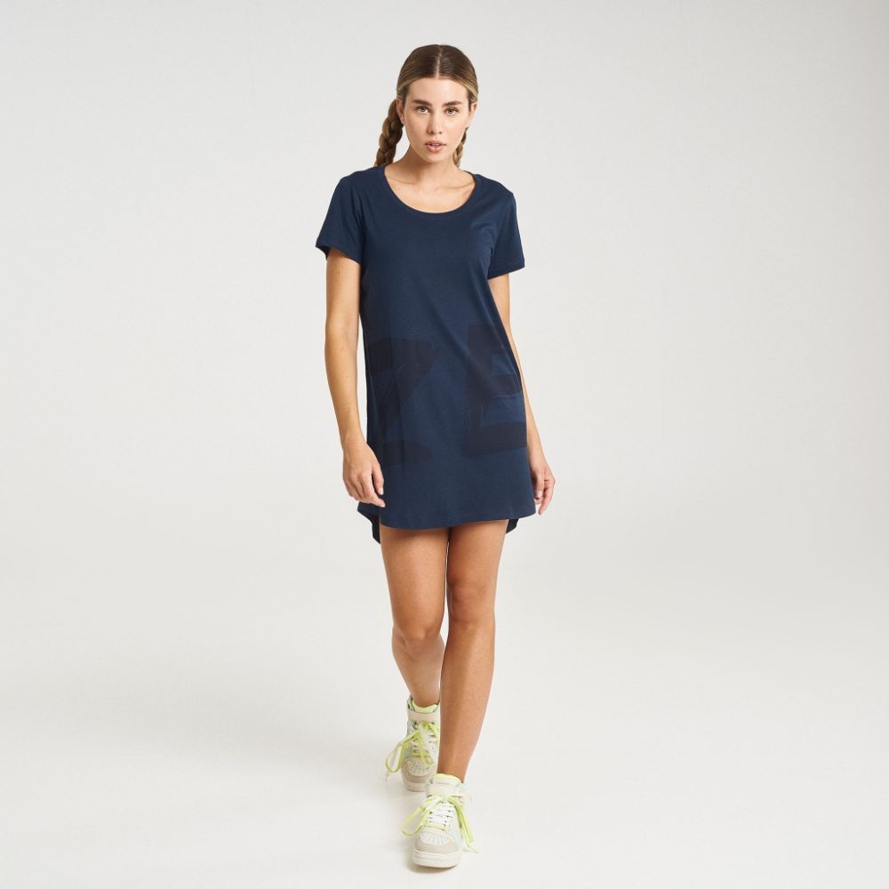 Zero Level Καλοκαιρινό Mini T-shirt Φόρεμα Navy Μπλε (001-100035BL)_3