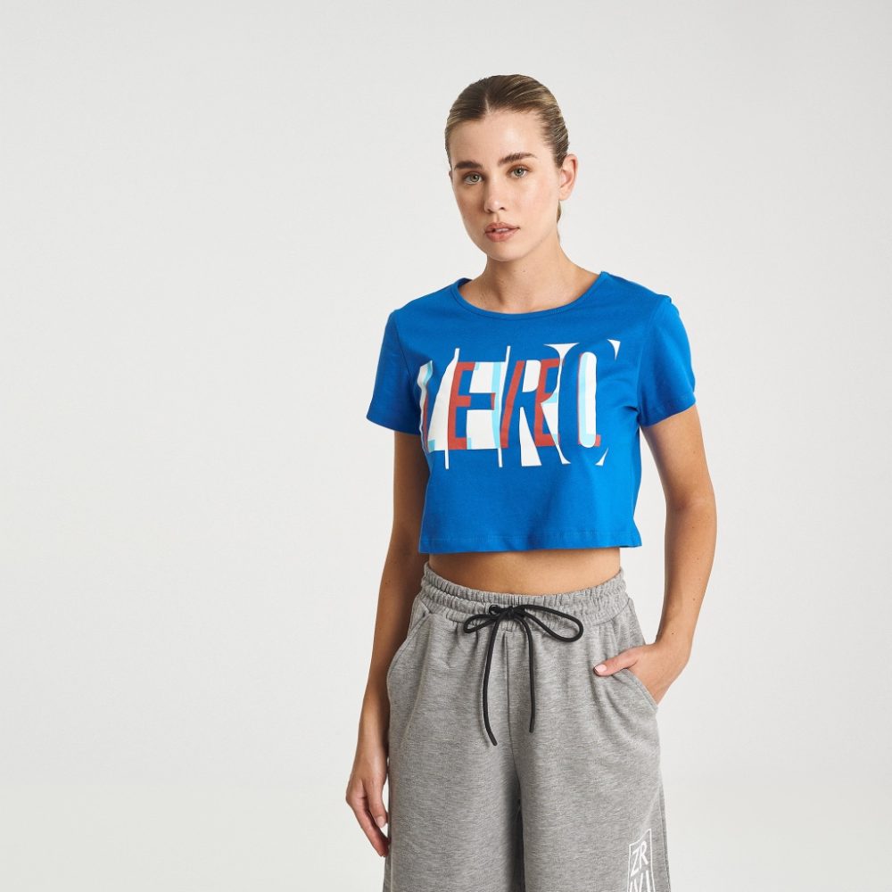 Zero Level Κοντομάνικο Crop Top Μπλε (001-100045BL)_0