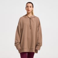 Zero Level Μακρύ Γυναικείο Φούτερ με Κουκούλα BROWN (004-100013GN)_0