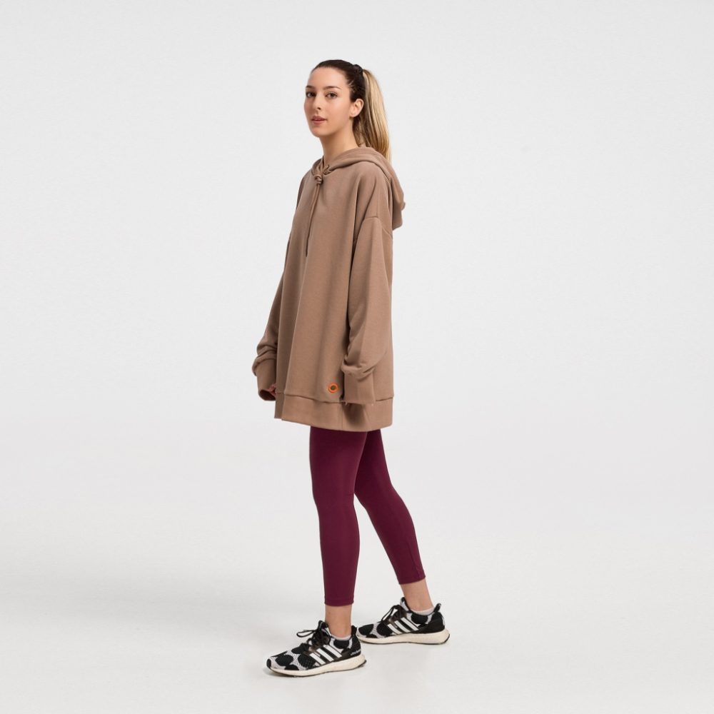 Zero Level Μακρύ Γυναικείο Φούτερ με Κουκούλα BROWN (004-100013GN)_3