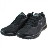 Skechers Mesh Lace Up Γυναικεία Αθλητικά Παπούτσια Running Μαύρα (12606-BBK)_2