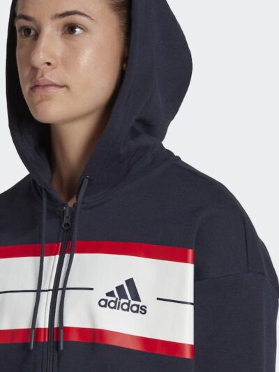 Adidas Essentials Γυναικεία Ζακέτα Φούτερ με Κουκούλα Ασημί (HL2113)_2