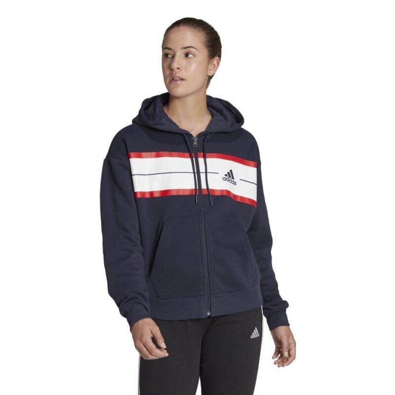 Adidas Essentials Γυναικεία Ζακέτα Φούτερ με Κουκούλα Ασημί (HL2113)_0