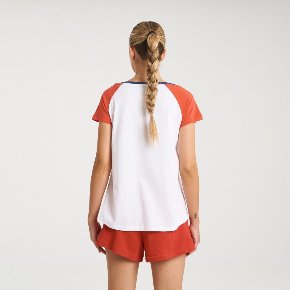 Zero Level Γυναικείο T-shirt Pure White/Fiery Red με Στάμπα (001-100025WR)_3