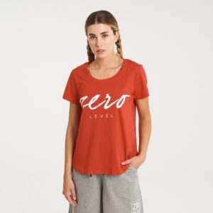 Zero Level Shodo Γυναικείο T-shirt Fiery Red με Στάμπα (001-100015RD)_0