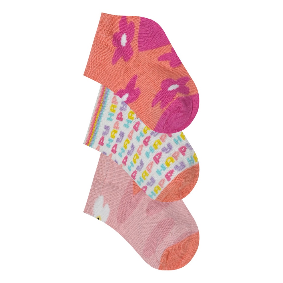Energiers Σετ 3 ζεύγη βρεφικές κάλτσες μονόχρωμες για κορίτσι Pink (40-0404)_1